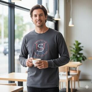 Life Is Good Mens Long Sleeve Shirt USA Flag Graphic Tee Gray - Size XXL